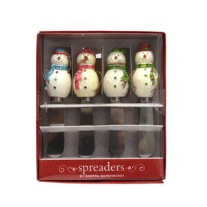 Snowman Themed Spreader Knives Set By Boston Warehouse 4 Pieces